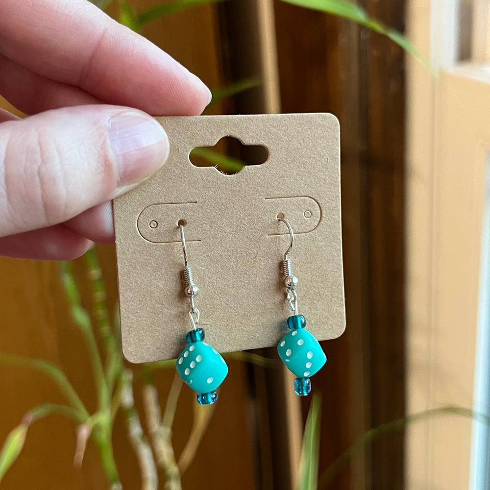 Blue Dice Earrings